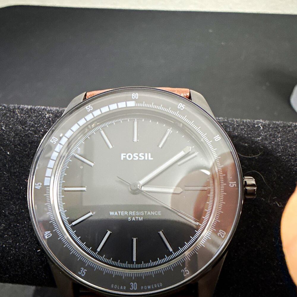 Fossil BQ2666 Men’s Solar Quartz Watch Black Dial 44mm Case Runs Perfect (H7)